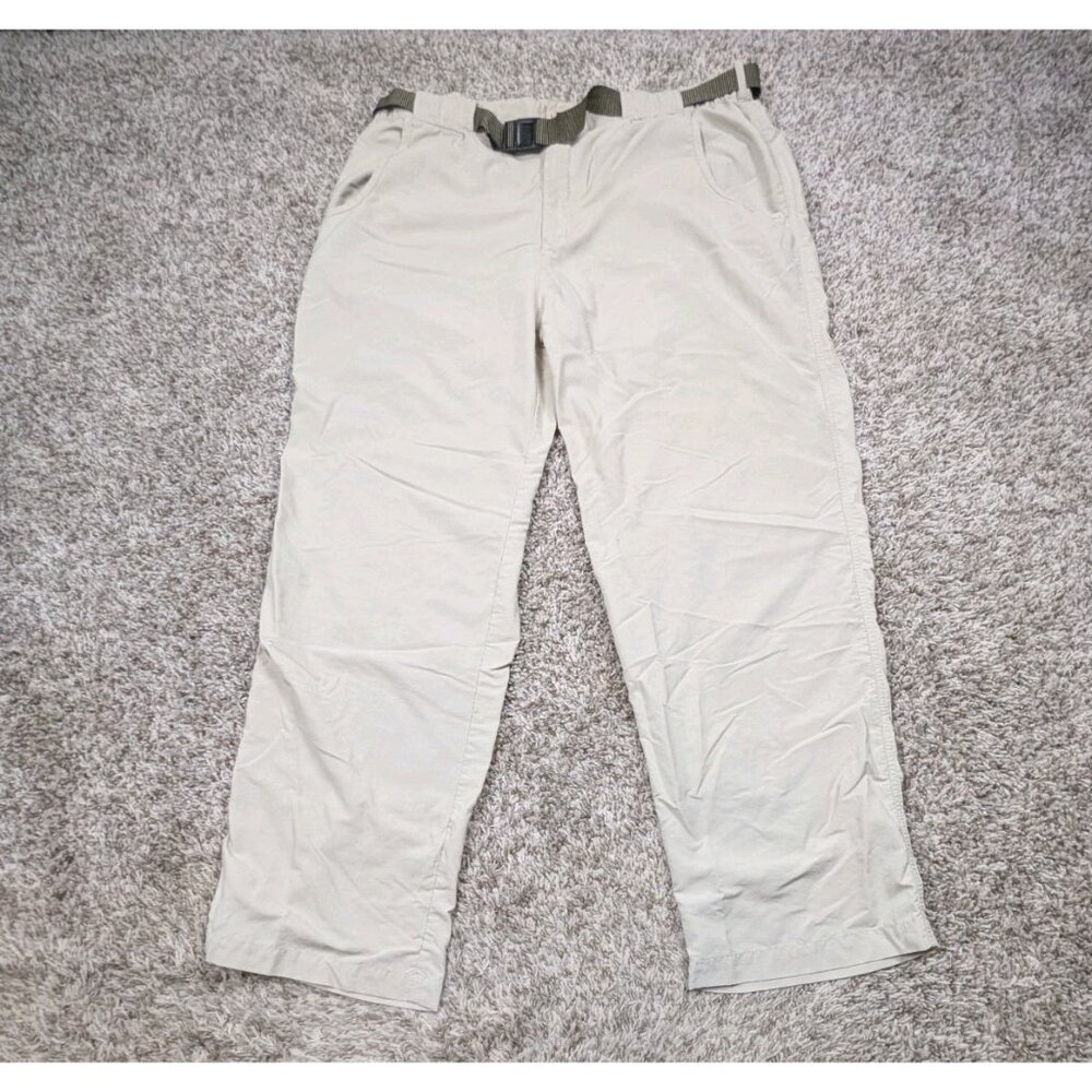 Rail Riders Pants Mens XL Beige Elastic Waist Adjustable Belt Hiking Outdoor